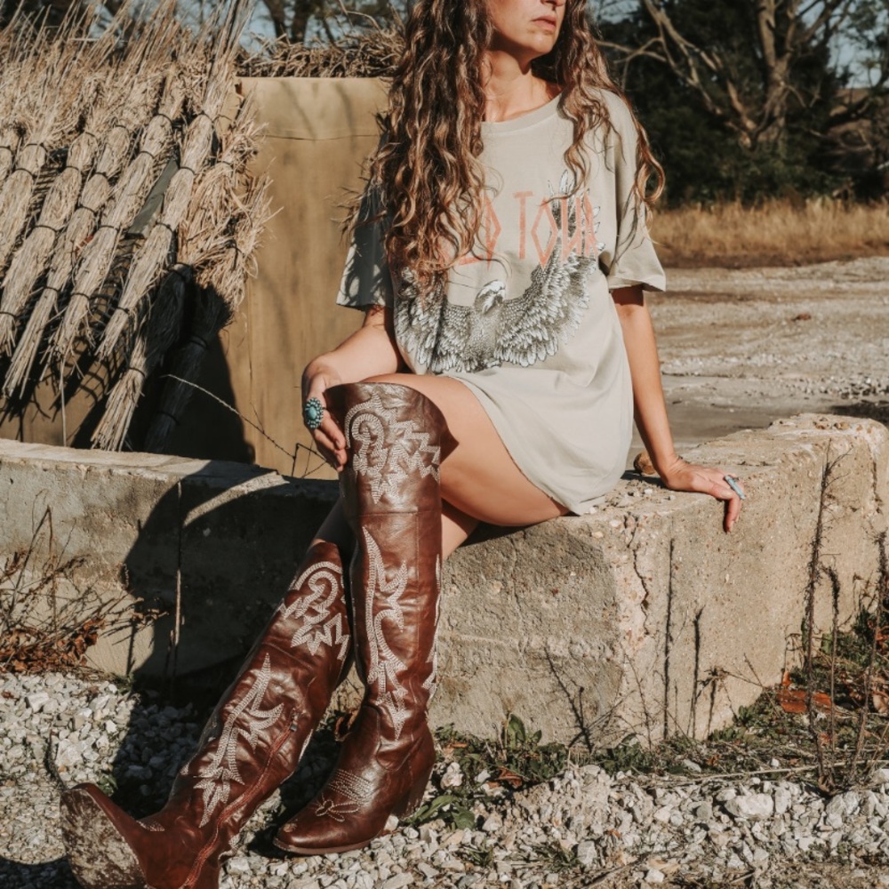 New Knee High Desperado Western Boho Boots - Picture 3 of 8